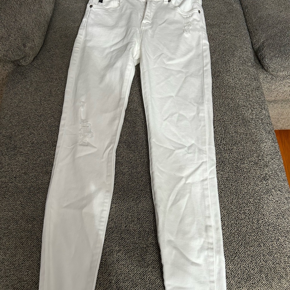 KanCan White Distressed Skinny Jeans Raw Hem Size 3/25